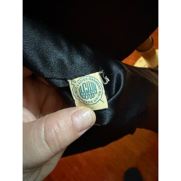 Vintage Betty Rose Black Wool Coat Fur Collar Mob Wife Jacket Small Union Made - Picture 8 of 8